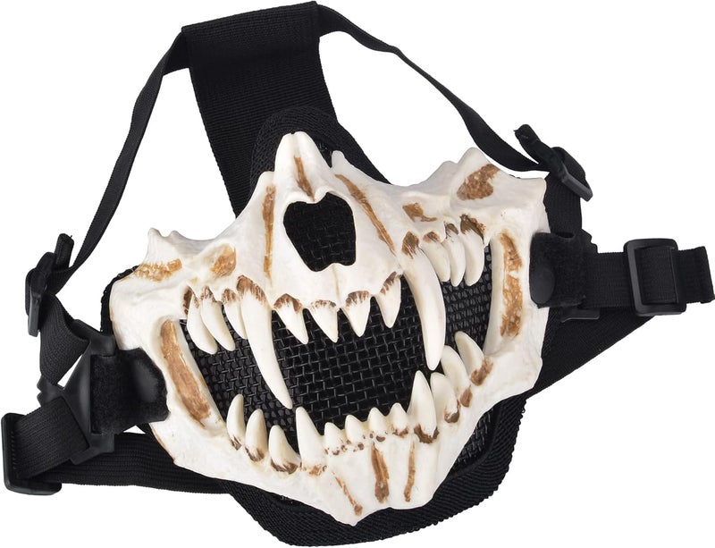 Guayma Airsoft Half Face Skull Masks Tactical Face Protection Mesh Mask for Halloween Cosplay Paintball CS Games - Image 1